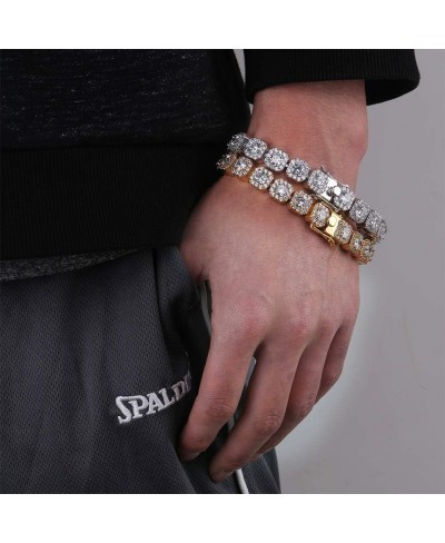 10mm 14k Gold Silver Plated Men's Hip Hop Full Iced Out CZ Lab Diamond Tennis Bracelets $38.50 Jewelry Sets