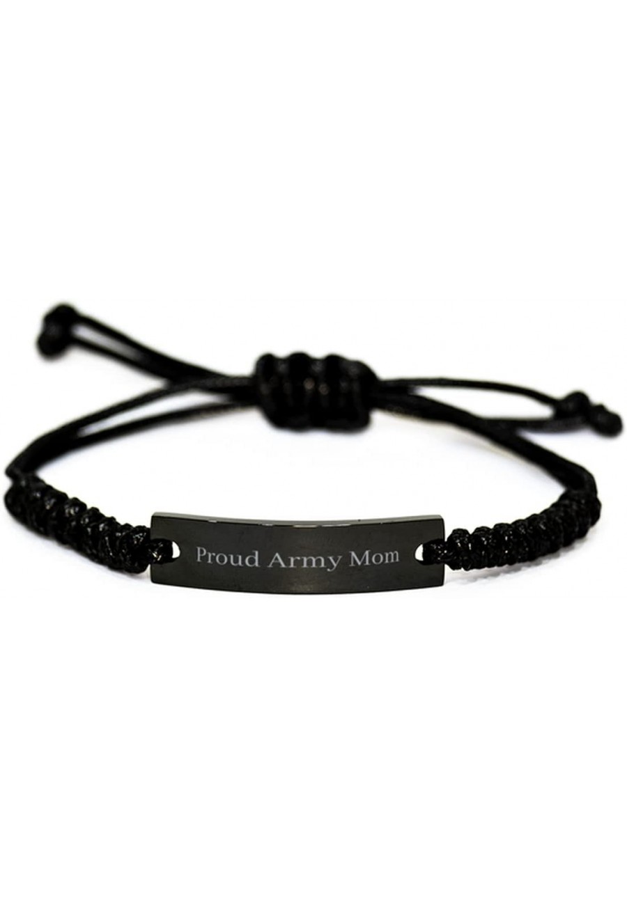 Military Mom Black Rope Bracelet Proud Army Mom Long Distance Relationship Gifts for Army Soldier Mom $21.22 Strand