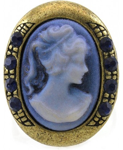 Dark Navy Blue Cameo Ring Adjustable Size Band Women Lady Fashion Jewelry $11.91 Bands