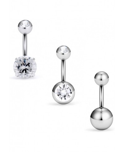 16G 6mm 1/4 Inch 316L Surgical Steel Short Belly Button Rings Navel Belly Earring CZ Navel Ring Barbell Body Piercing $9.57 P...