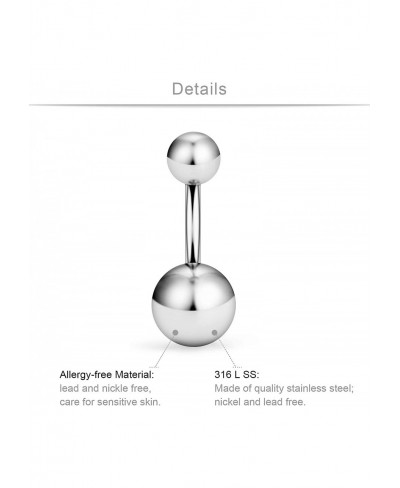 16G 6mm 1/4 Inch 316L Surgical Steel Short Belly Button Rings Navel Belly Earring CZ Navel Ring Barbell Body Piercing $9.57 P...