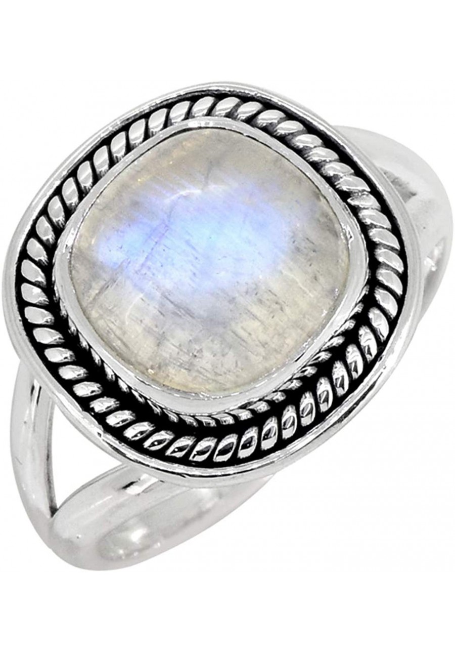 Rainbow Moonstone Solid 925 Sterling Silver Split Shank Ring $23.45 Statement