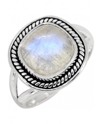 Rainbow Moonstone Solid 925 Sterling Silver Split Shank Ring $23.45 Statement