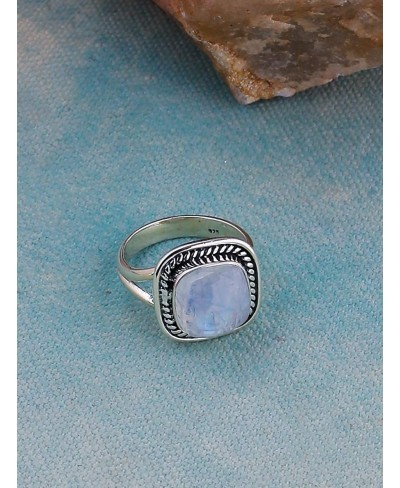 Rainbow Moonstone Solid 925 Sterling Silver Split Shank Ring $23.45 Statement