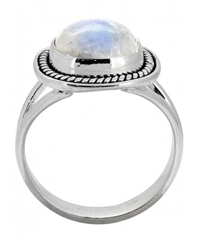 Rainbow Moonstone Solid 925 Sterling Silver Split Shank Ring $23.45 Statement