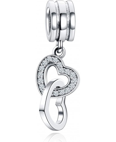 Two Hearts Charms 925 Sterling Silver Pendant Girl Jewelry Beads Gifts for Women Bracelet&Necklace T374 $15.74 Charms & Charm...