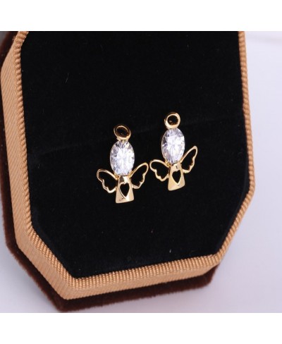 Charming 18k Gold Plated Round Green Cut Cubic Zirconia Lucky Angel Design Mini Post Stud Earrings $7.52 Stud