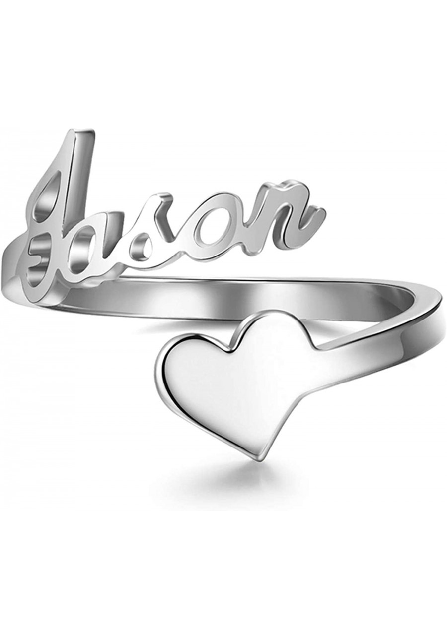 Sterling Silver Personalized Name Ring Custom Letter Open Heart Band Rings Initial Ring for Women Girls $35.80 Anniversary Rings