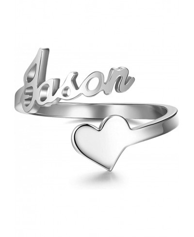 Sterling Silver Personalized Name Ring Custom Letter Open Heart Band Rings Initial Ring for Women Girls $35.80 Anniversary Rings