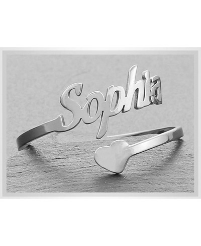 Sterling Silver Personalized Name Ring Custom Letter Open Heart Band Rings Initial Ring for Women Girls $35.80 Anniversary Rings