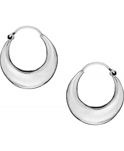 Women's 925 Sterling Silver 25 mm Chunky Thick Creole Sleeper Hoop Earrings $33.67 Hoop