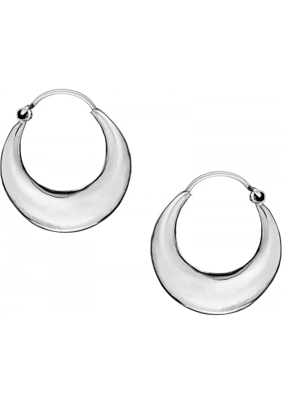 Women's 925 Sterling Silver 25 mm Chunky Thick Creole Sleeper Hoop Earrings $33.67 Hoop