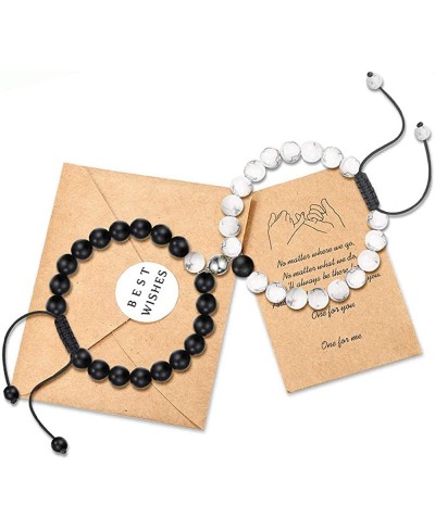 Magnetic Couple Bracelet Long Distance Love Matte Agate Beaded Jewelry for Boyfriend and Girlfriend $17.03 Stretch