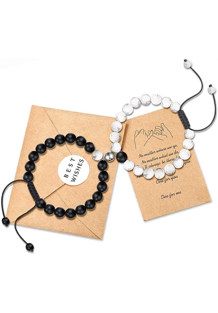 Magnetic Couple Bracelet Long Distance Love Matte Agate Beaded Jewelry for Boyfriend and Girlfriend $17.03 Stretch