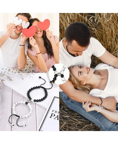 Magnetic Couple Bracelet Long Distance Love Matte Agate Beaded Jewelry for Boyfriend and Girlfriend $17.03 Stretch