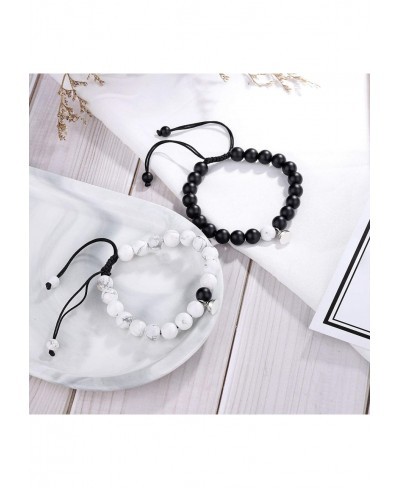 Magnetic Couple Bracelet Long Distance Love Matte Agate Beaded Jewelry for Boyfriend and Girlfriend $17.03 Stretch