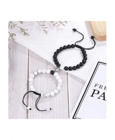 Magnetic Couple Bracelet Long Distance Love Matte Agate Beaded Jewelry for Boyfriend and Girlfriend $17.03 Stretch