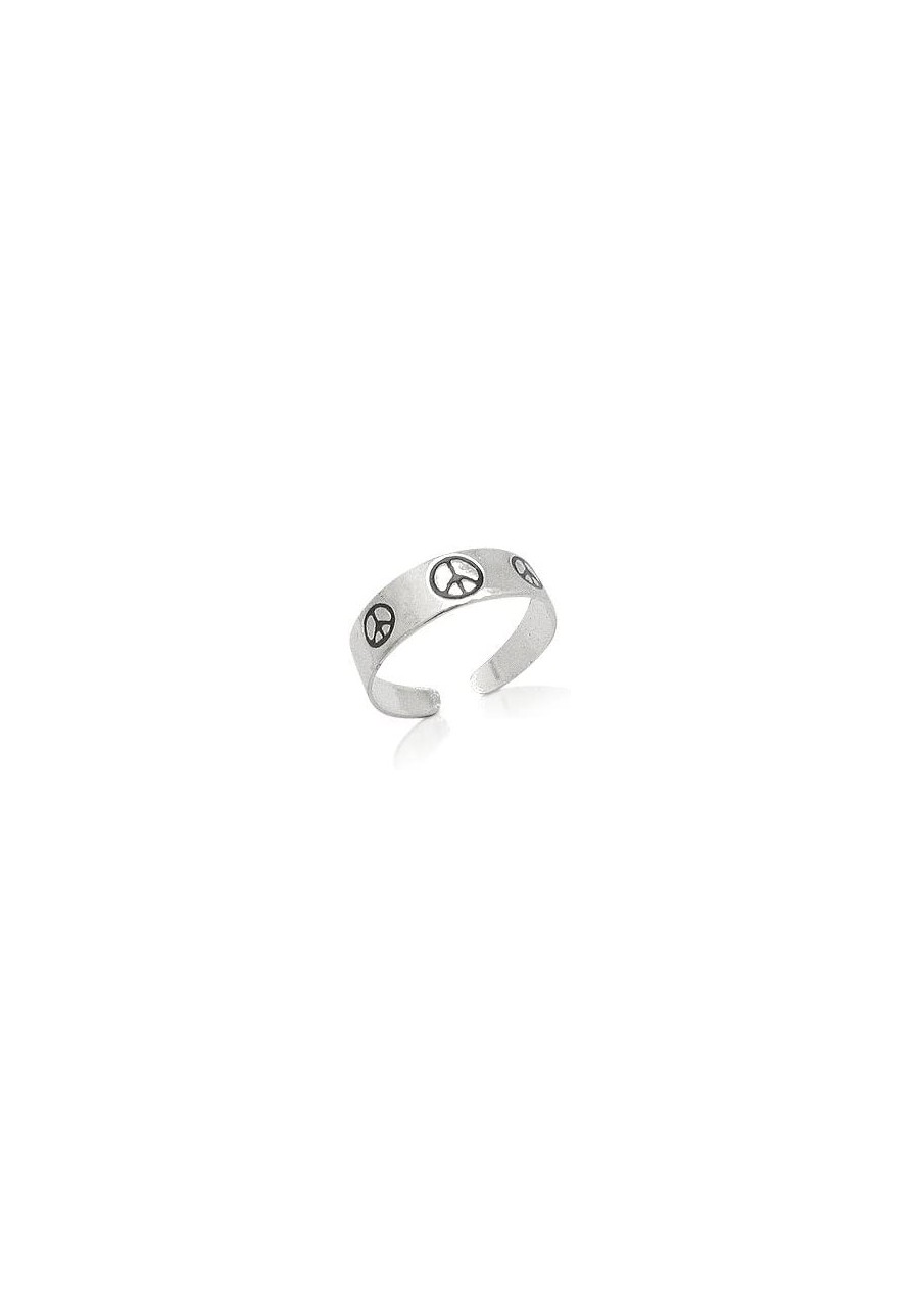 Polished Sterling Silver Toe Ring with Enameled Peace Signs $18.73 Toe Rings