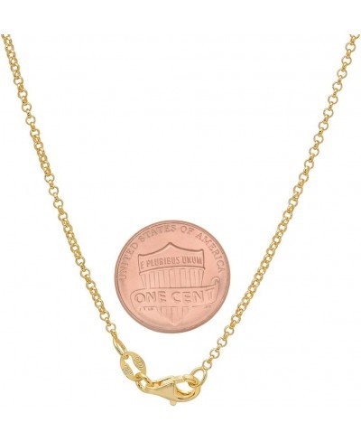 1.7mm 14k Yellow Gold Plated Silver Round Rolo Chain Necklace $28.63 Chains