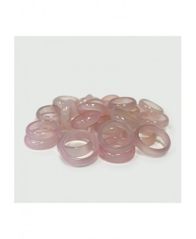 Pink Agate Gemstone 6mm Unisex Band Ring $9.67 Bands