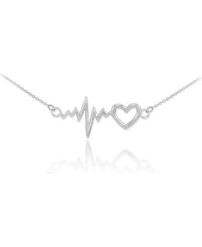 .925 Sterling Silver Lifeline Pulse Heartbeat Charm Open Heart Pendant Necklace 20 $30.71 Pendant Necklaces
