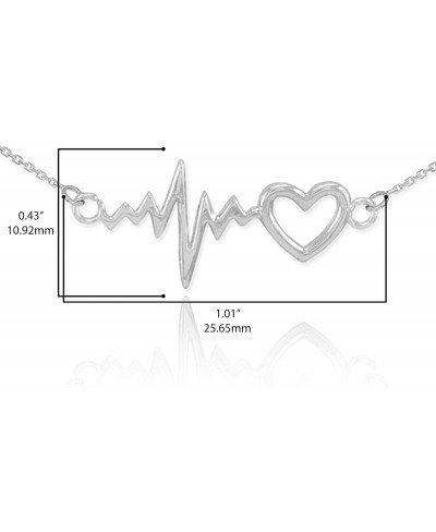 .925 Sterling Silver Lifeline Pulse Heartbeat Charm Open Heart Pendant Necklace 20 $30.71 Pendant Necklaces