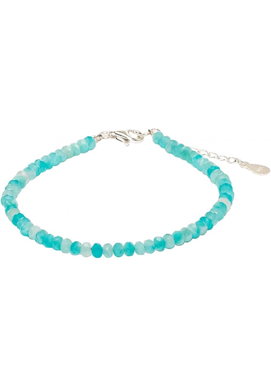 Bracelet Adjustable in Genuine Natural Gemstones 925 Sterling Silver BRC $45.56 Strand