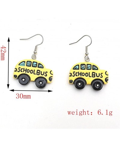 School Bus Dangle Earrings Resin Cartoon Car Funny Earrings Teachers Professors Students Teens Bus Drivers School Bus Drop Ea...