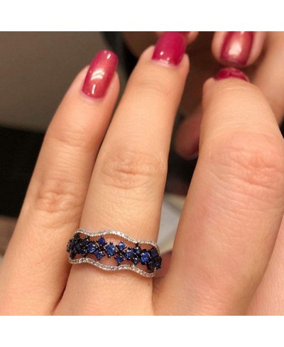 Valentine's Jewelry Couple Ring Unisex Rings Women Faux Sapphire Inlaid Hollow Band Finger Ring Wedding Proposal Jewelry Gift...