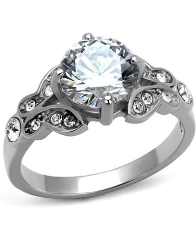Stainless Steel 2.25 Ct Round Cut Zirconia Engagement Ring Women's Size 5-10 $18.06 Engagement Rings