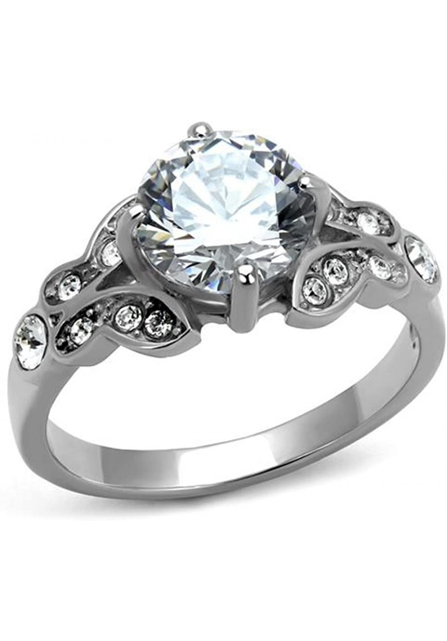 Stainless Steel 2.25 Ct Round Cut Zirconia Engagement Ring Women's Size 5-10 $18.06 Engagement Rings