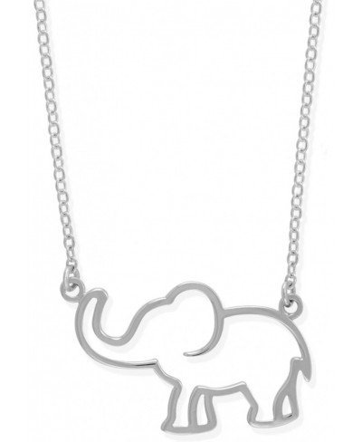 Sterling Silver Open Elephant Outline Animal Pendant Necklace 18 Inches $31.79 Pendant Necklaces