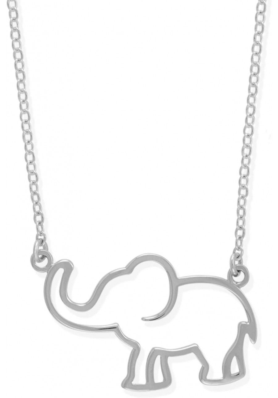 Sterling Silver Open Elephant Outline Animal Pendant Necklace 18 Inches $31.79 Pendant Necklaces