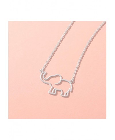 Sterling Silver Open Elephant Outline Animal Pendant Necklace 18 Inches $31.79 Pendant Necklaces