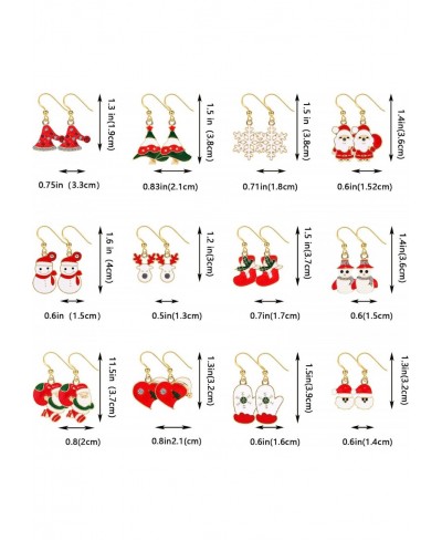 Christmas Jewelry Set Xmas Earrings and Necklaces Jewelry Snowman Snowflake Santa Claus Christmas Tree Holiday Dangle Pendant...