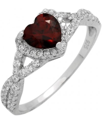 Sterling Silver Infinity Dark Red Heart 6mm Center Stone Solitaire Promise Ring $17.06 Promise Rings