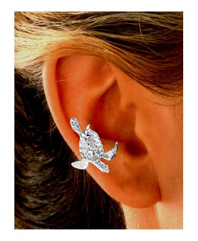 Nautical Sea Turtle Ear Cuff Non-pierced Sea Life Earring Wrap Right in Sterling Silver $24.82 Cuffs & Wraps