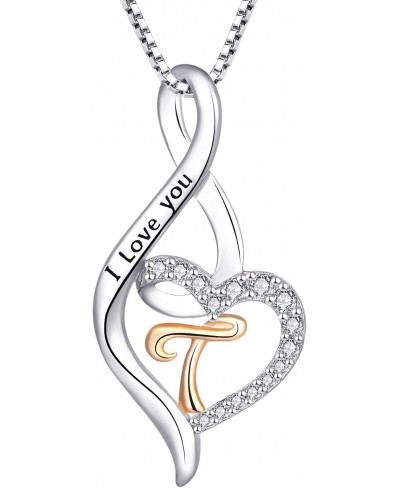 Initial Letter Necklace for Women Sterling Silver Heart Infinity Alphabet Letter Pendant Necklace $38.79 Pendant Necklaces