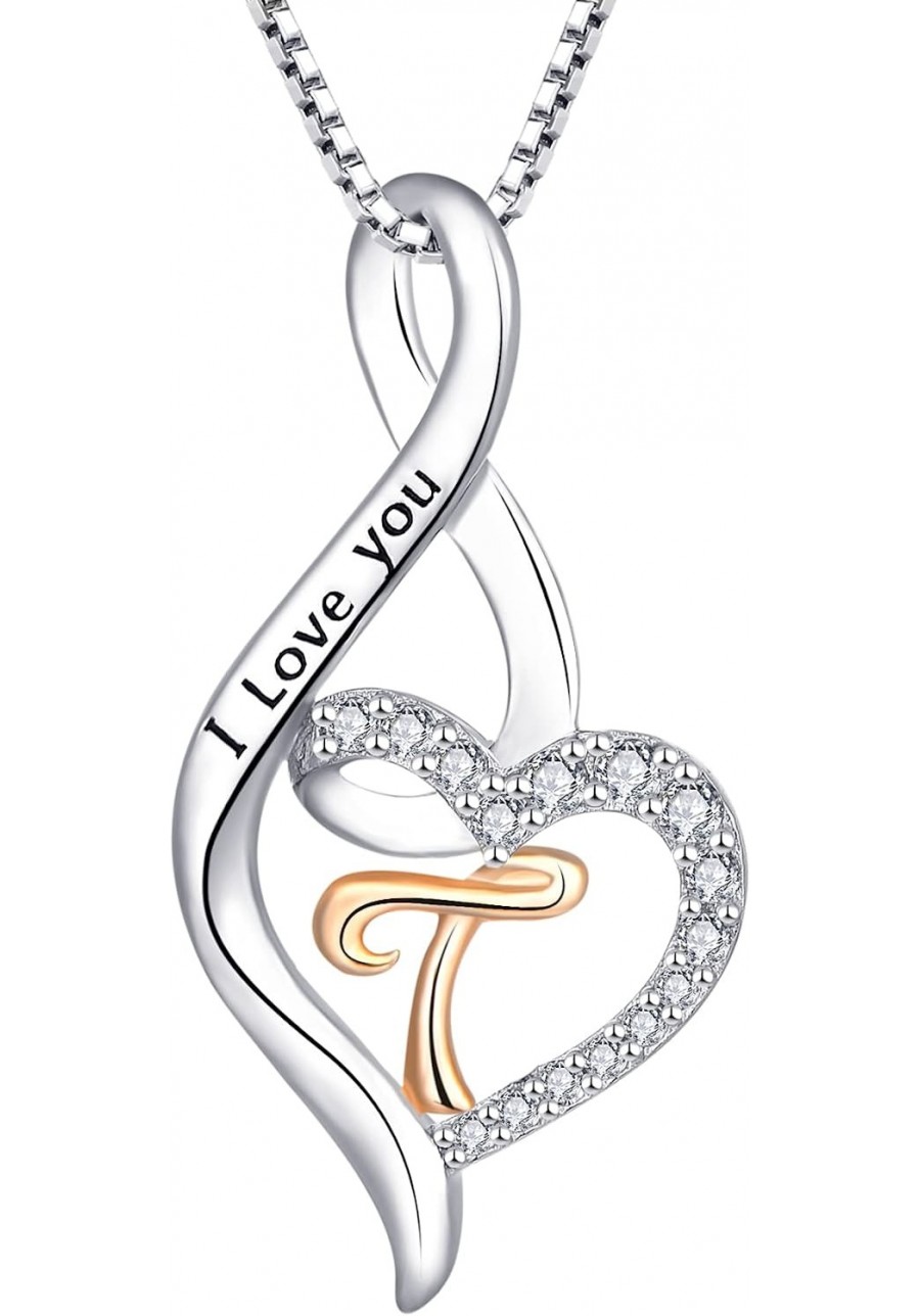 Initial Letter Necklace for Women Sterling Silver Heart Infinity Alphabet Letter Pendant Necklace $38.79 Pendant Necklaces