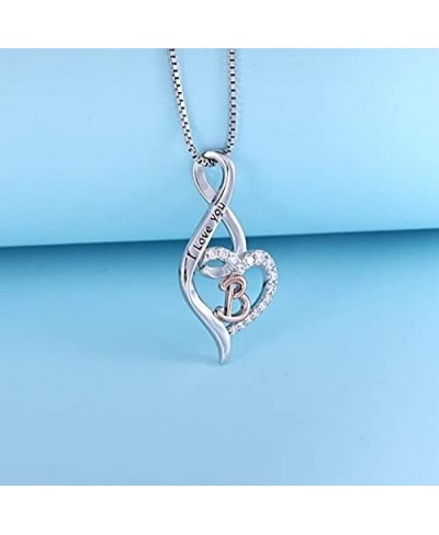 Initial Letter Necklace for Women Sterling Silver Heart Infinity Alphabet Letter Pendant Necklace $38.79 Pendant Necklaces