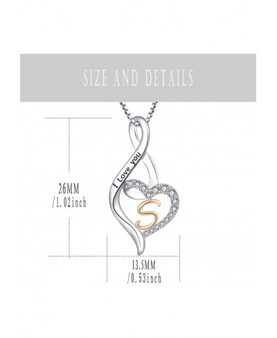 Initial Letter Necklace for Women Sterling Silver Heart Infinity Alphabet Letter Pendant Necklace $38.79 Pendant Necklaces