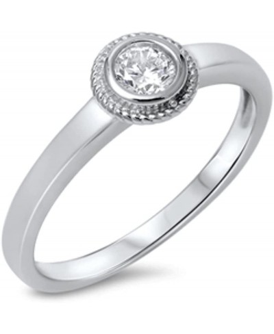 Solitaire Wedding Engagement Bridal Ring Round Bezel Set Cubic Zirconia 925 Sterling Silver $18.20 Wedding Bands