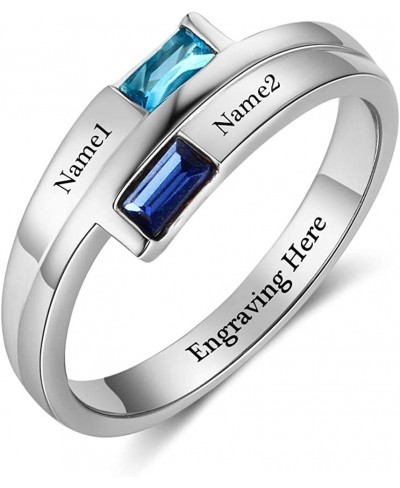 Lover Promise Rings Personalized Engraved 2 Names Simulated Birthstone Couples Engagement Rings for Women $31.15 Promise Rings