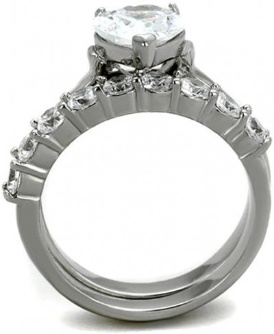 His & Her Stainless Steel 2.70 Ct Cz Bridal Set & Men's Titanium Wedding Band $38.78 Bridal Sets