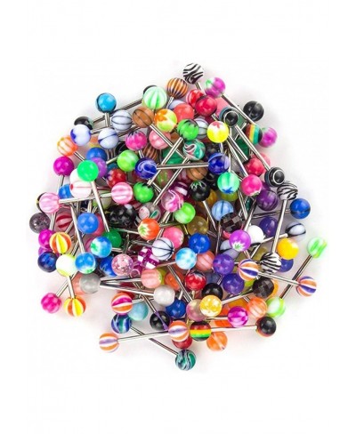 100Pcs 14G Tongue Rings Stainless Steel and Acrylic Nipple Tongue Piercing Assorted Candy Barbells Body Piercing Jewelry $13....