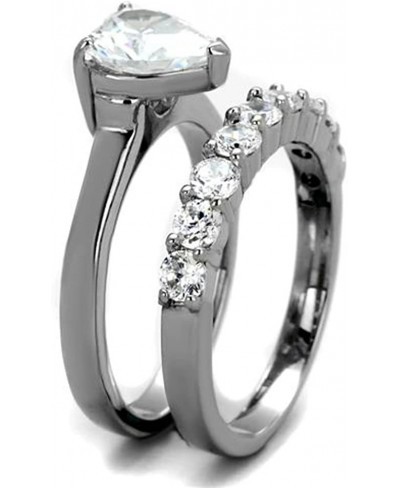 His & Her Stainless Steel 2.70 Ct Cz Bridal Set & Men's Titanium Wedding Band $38.78 Bridal Sets