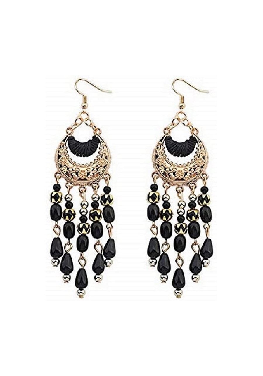 Roman Vintage Bohemian Long Tassel Drop Earrings Turquoise Leaves Antique Dangle Earrings For Women(Blue)(Black) $12.00 Drop ...