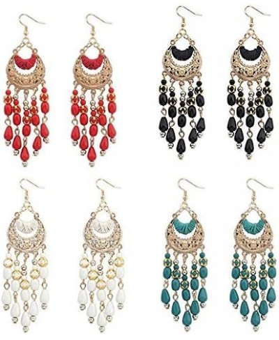 Roman Vintage Bohemian Long Tassel Drop Earrings Turquoise Leaves Antique Dangle Earrings For Women(Blue)(Black) $12.00 Drop ...