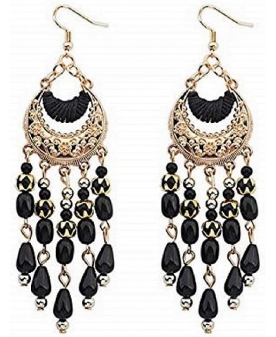 Roman Vintage Bohemian Long Tassel Drop Earrings Turquoise Leaves Antique Dangle Earrings For Women(Blue)(Black) $12.00 Drop ...