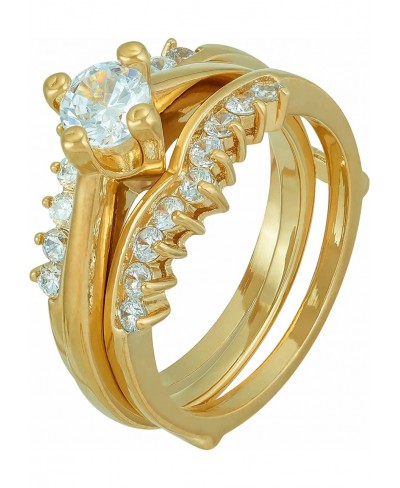 Cubic Zirconia 2-Piece Wedding Ring for Women & Girls 24k Gold Plated $33.73 Bands